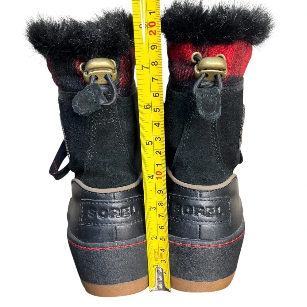 NWOT Sorel Tivoli III Womens Sz 8 Black Red Buffalo Plaid Waterproof Snow Boots‎